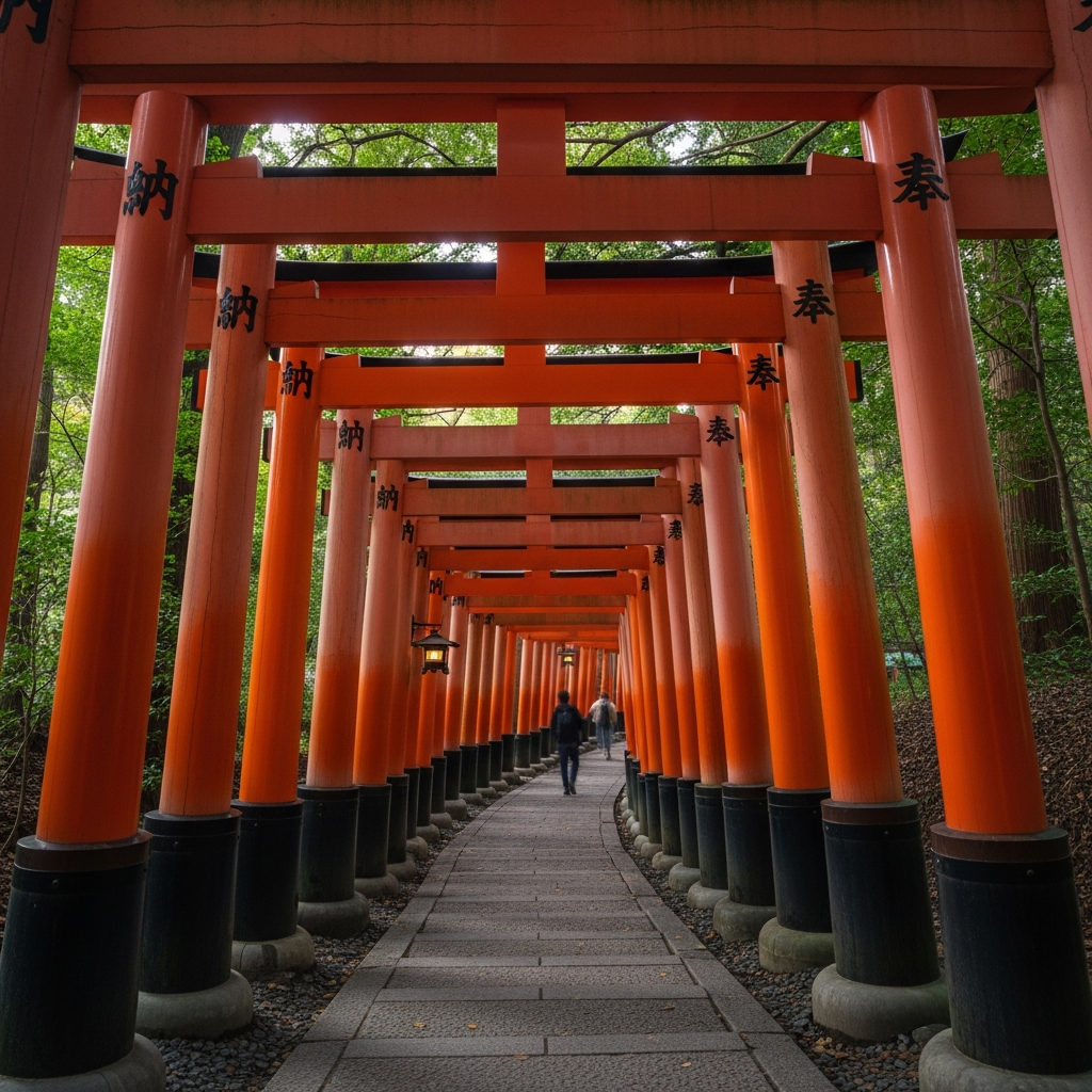 The iconic red torii gates of Fushimi Inari Shrine in