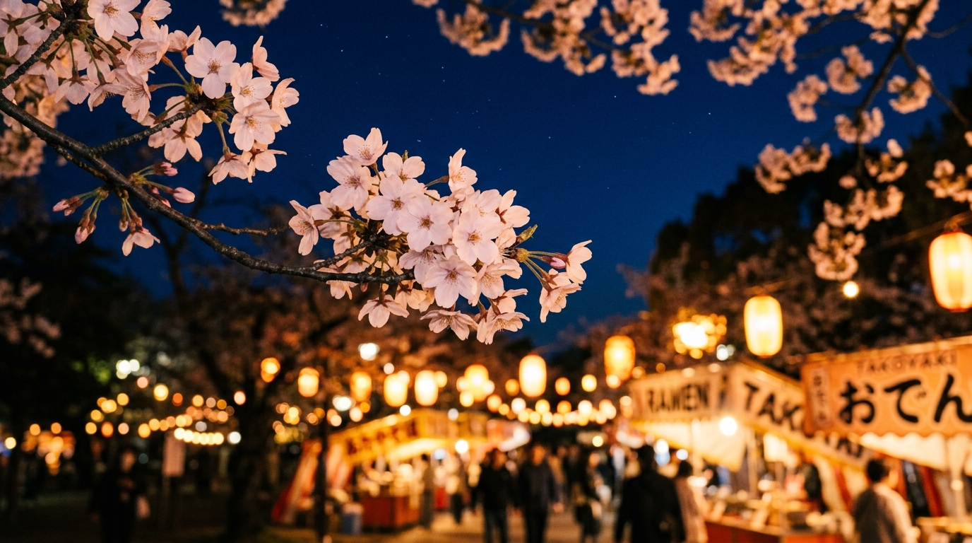 A close-up shot of light-pink cherry blossom petals contrasted against