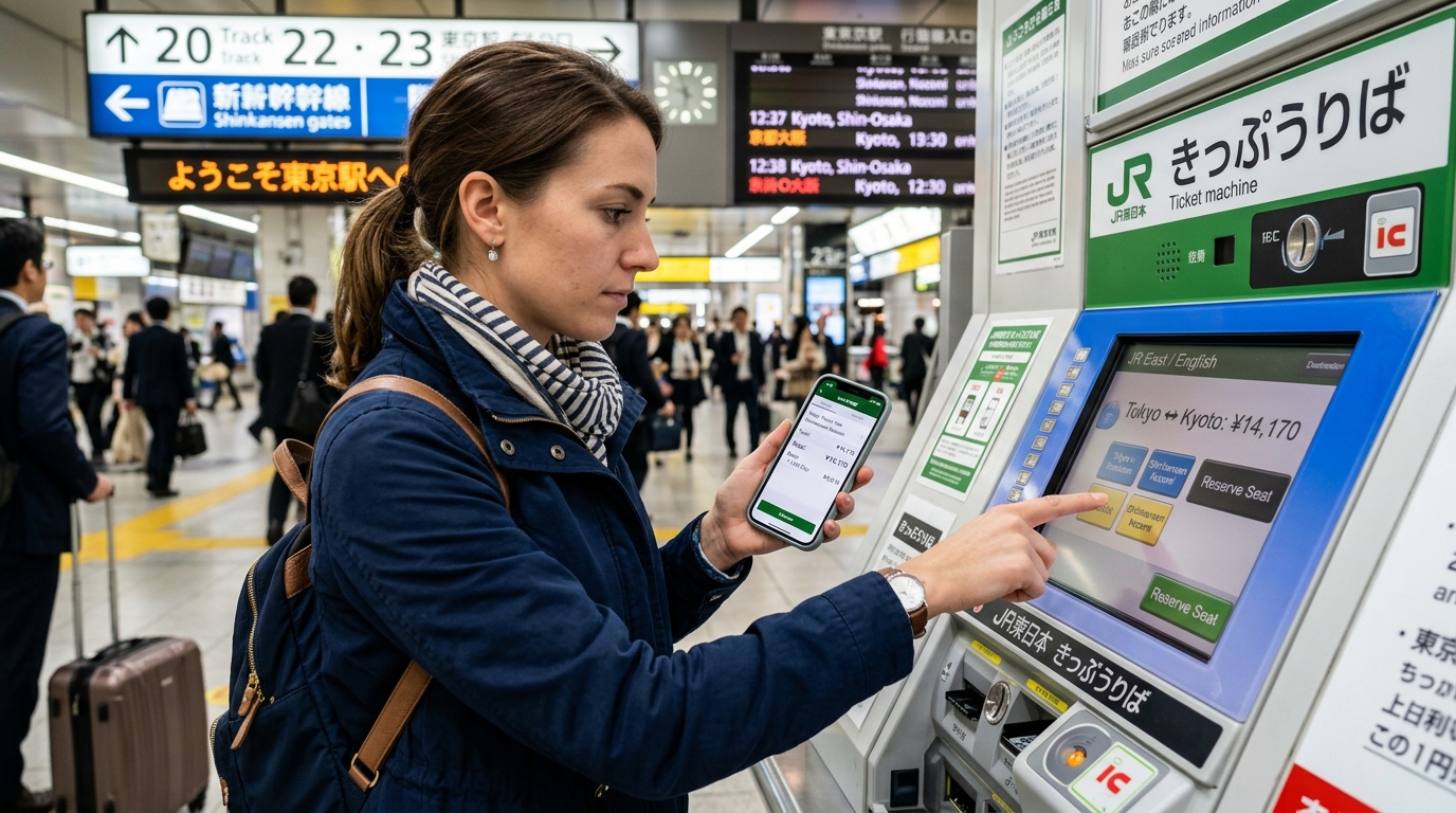 A close-up, high-definition shot of a traveler standing in front