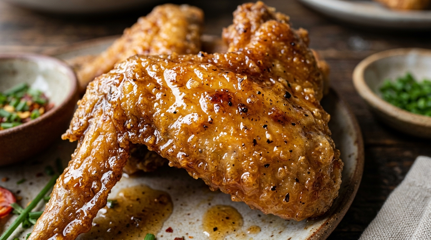 A close-up, high-resolution shot showing the translucent, golden-brown, thin coating